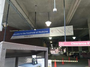 After six years of display, the 35' long double sided vinyl banner Gamma installed inUniversity of Chicago Hospital's Garage the University of Chicago Hospital's garage needed attention .